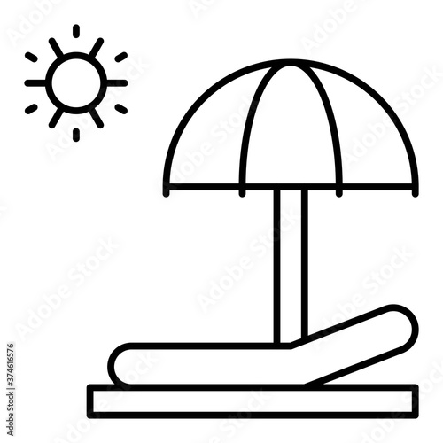 Beach chair icon, Summer vacation related vector