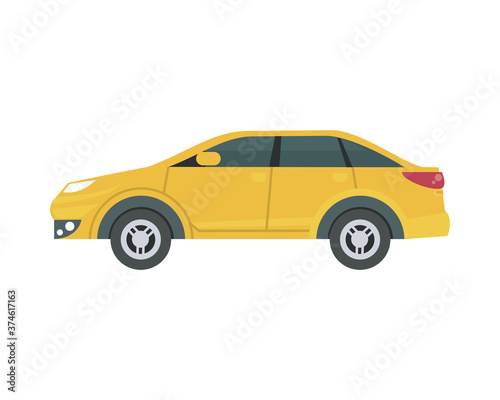 Isolated yellow sedan car vector design