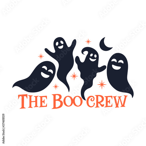 The Boo crew slogan inscription. Vector quotes. Illustration for Halloween for prints on t-shirts and bags, posters, cards. Isolated on white background. Halloween phrase.