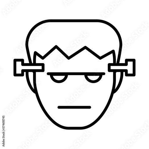 Halloween frankenstein mask line style icon vector design