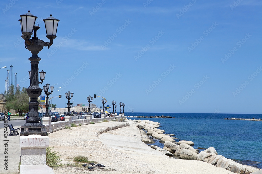 Seafront at Bari, Apulia, Italy. Bari is the capital city of Apulia region on the Adriatic sea