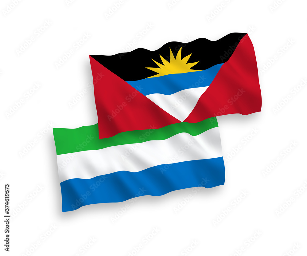 Fototapeta premium Flags of Antigua and Barbuda and Sierra Leone on a white background