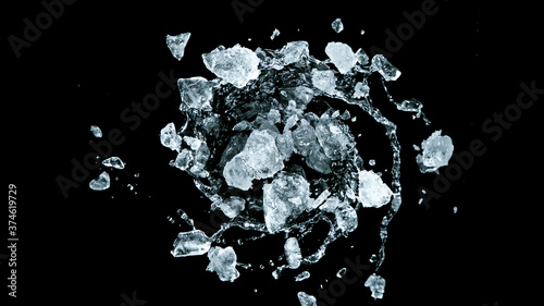 Crushed ice in motion, isol...