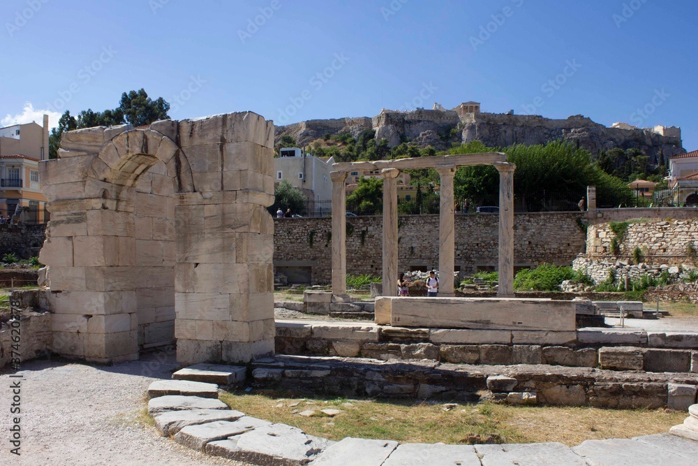 Fototapeta premium on the site of the ruins of Hadrian library in Athens