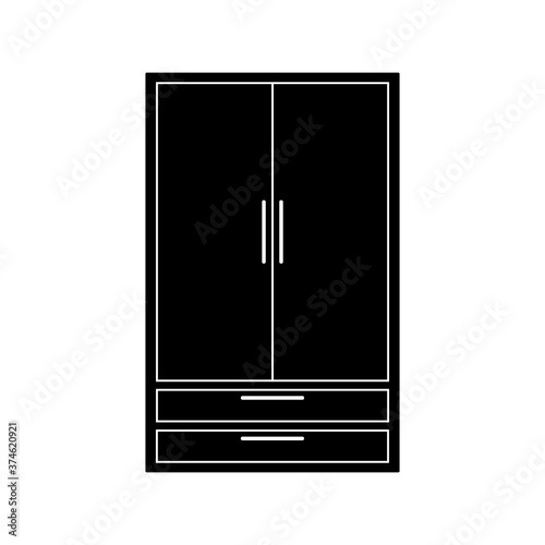 Cupboard, wardrobe, furniture flat design icon.