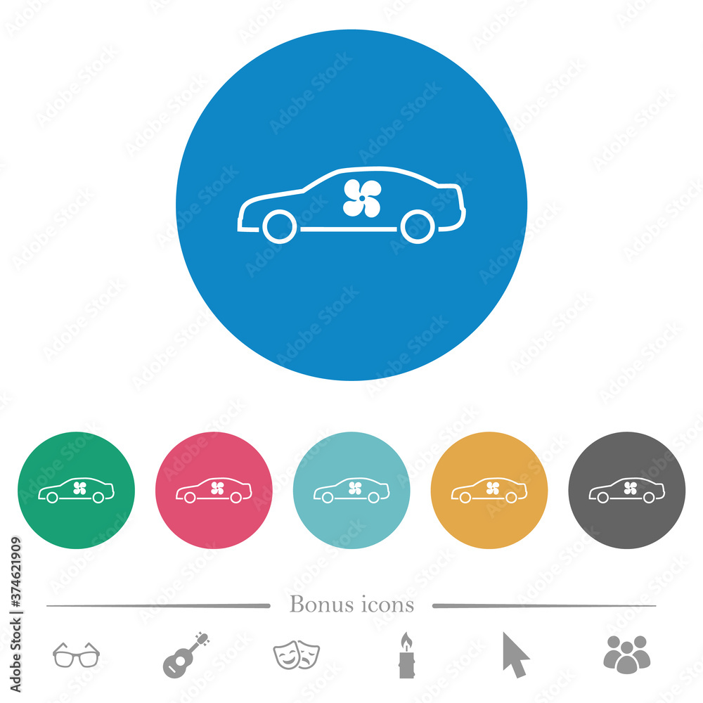 Car interior ventillation flat round icons Car interior ventillation flat round icons