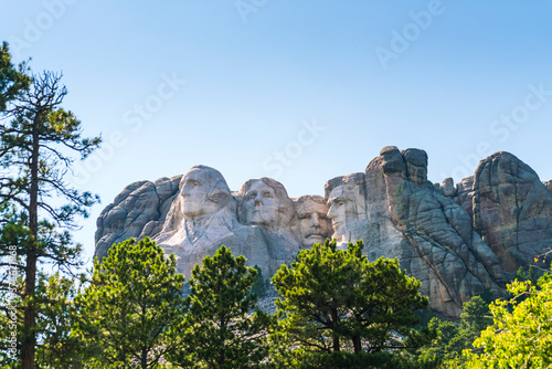 mount Rushmore natonal memorial at sunset. 