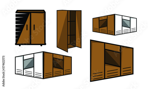 Set Collection Cupboard, Furniture Logo Icon, cupboard logo vector illustration isolated on white background