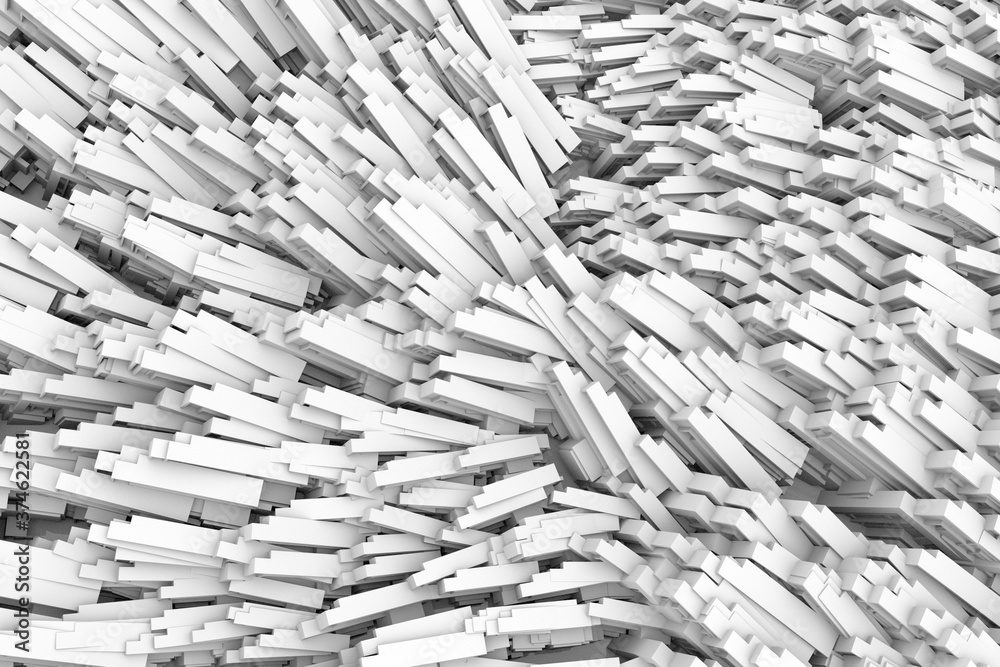 Rough 3d block white background.3d illustration and rendering.