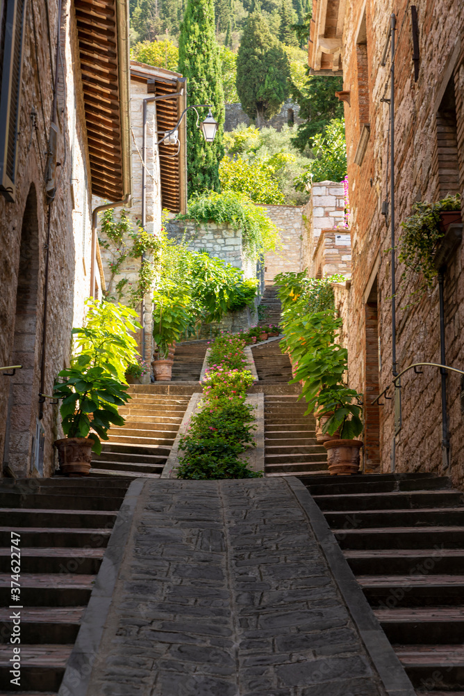 architecture of streets and buildings in the town of gubbio
