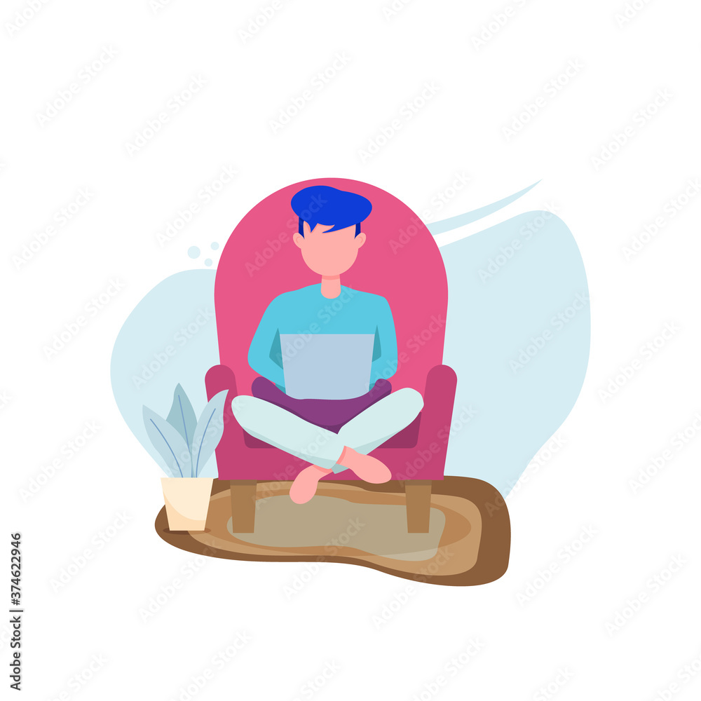 vector illustration flat character work from home