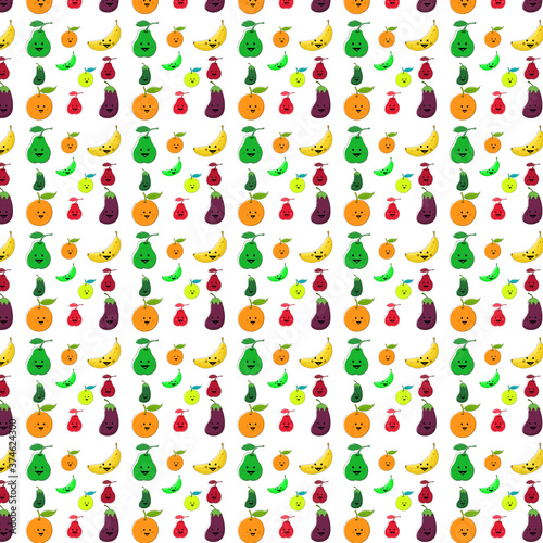 Fototapeta Naklejka Na Ścianę i Meble -  fruit pattern. fruit expression icon. fruit pattern. Vector illustration
