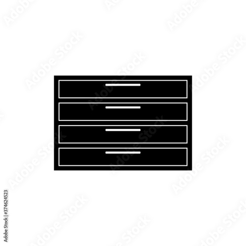 Black line icon for Chest, drawers and furniture.