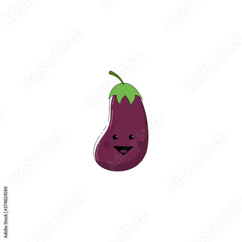 Eggplant vegetable icon. vegetable expression icon. pattern material. Vector illustration.
