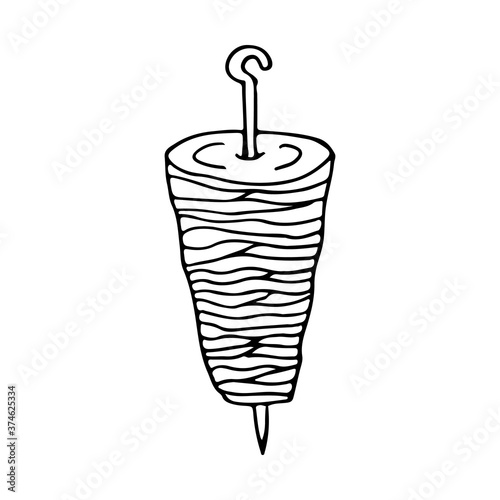 Shawarma meat doodle illustration. Hand drawn shawarma meat icon in vector