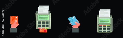 set of card reader with various models isolated on black background