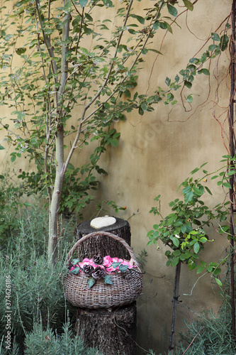 roses in basket