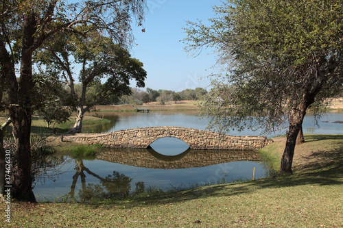 bridge over river on golf course