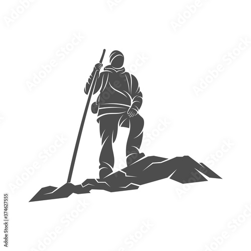 Climber logo design vector template. Outdoor activity logo symbol