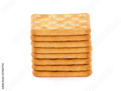 Stack of crackers or biscuits isolated on white