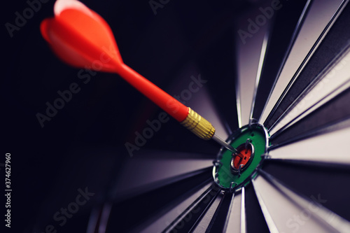 Darts. The dart for playing in the game board is stuck. Hit sector in darts. The concept of a successful strategy.