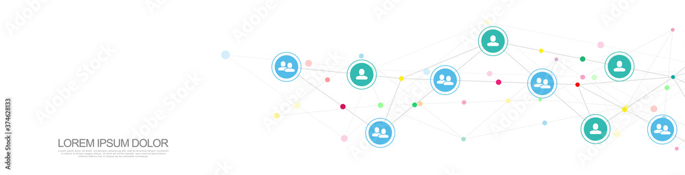 Vector illustration of connecting people and communication concept, social network.