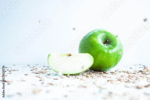 Green apple with oats