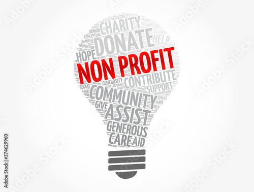 Non Profit light bulb word cloud, social concept background