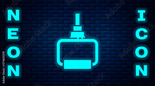 Glowing neon TPX loop training equipment icon isolated on brick wall background. Sport equipment. Vector Illustration.