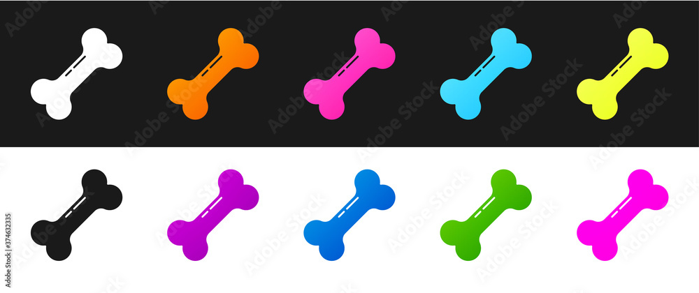 Set Dog bone icon isolated on black and white background. Pets food symbol. Vector. Set Dog bone icon isolated on black and white background. Pets food symbol. Vector.