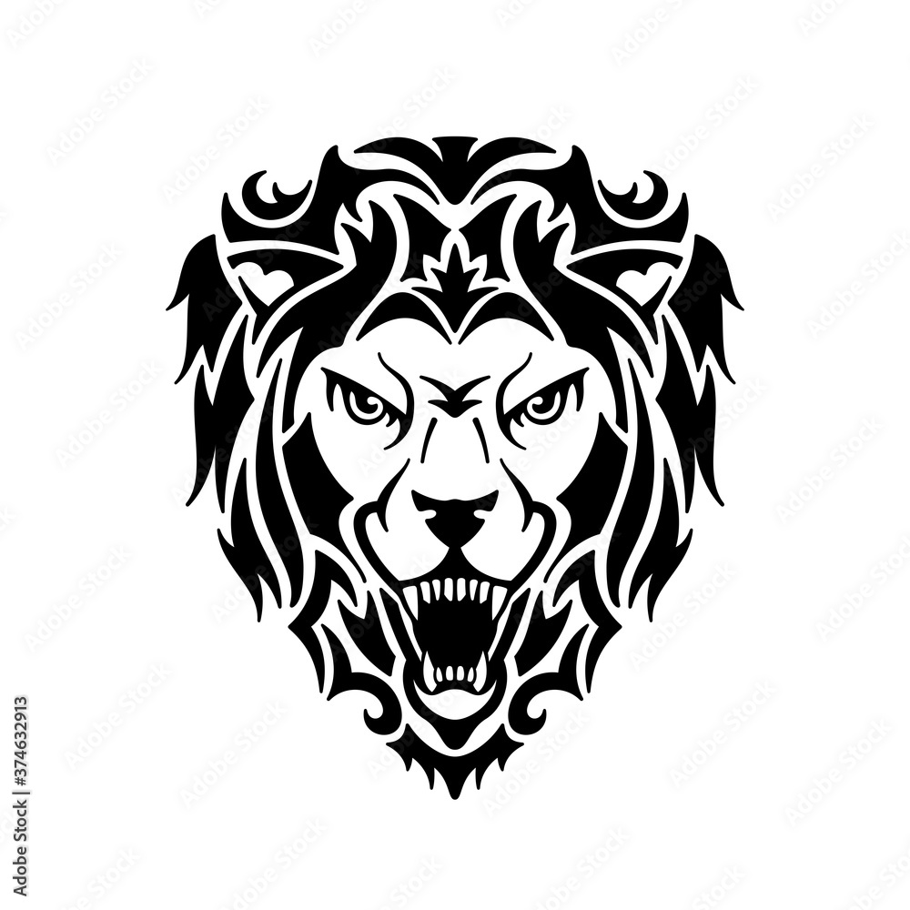 Fototapeta premium Lion Head. Silhouette Vector Illustration