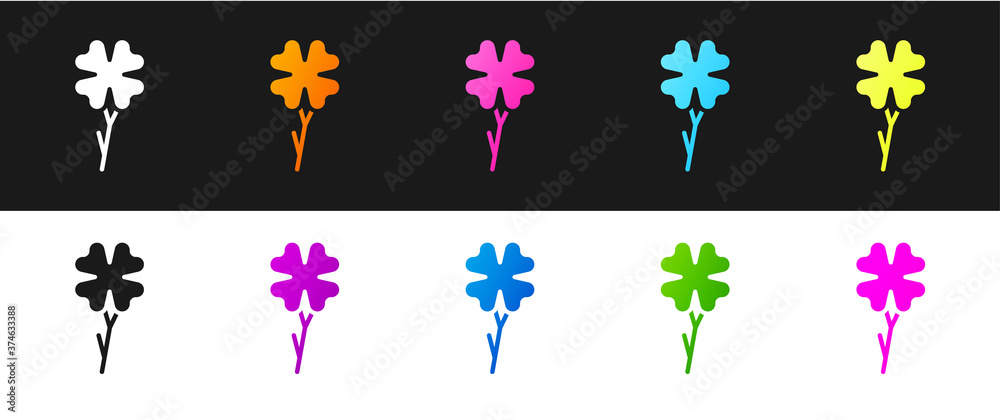Set Four leaf clover icon isolated on black and white background. Happy Saint Patrick day. Vector. Set Four leaf clover icon isolated on black and white background. Happy Saint Patrick day. Vector.