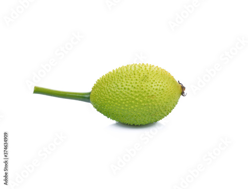 Gac fruit, Baby Jackfruit, Spiny Bitter Gourd, Sweet Grourd or Cochinchin Gourd on white background photo