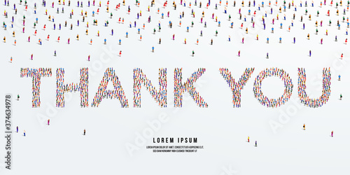 Thank you. Large group of people form to create Thank you. vector illustration.