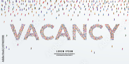 Vacancy. Large group of people form to create Vacancy. vector illustration.