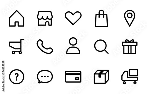 ショップサイトのアイコンのセット／通販／おしゃれ／買い物／ショッピング