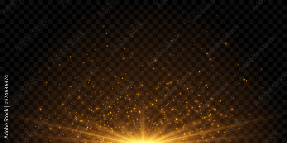 Gold particles, glowing bokeh lights isolated on dark transparent background Gold particles, glowing bokeh lights isolated on dark transparent background