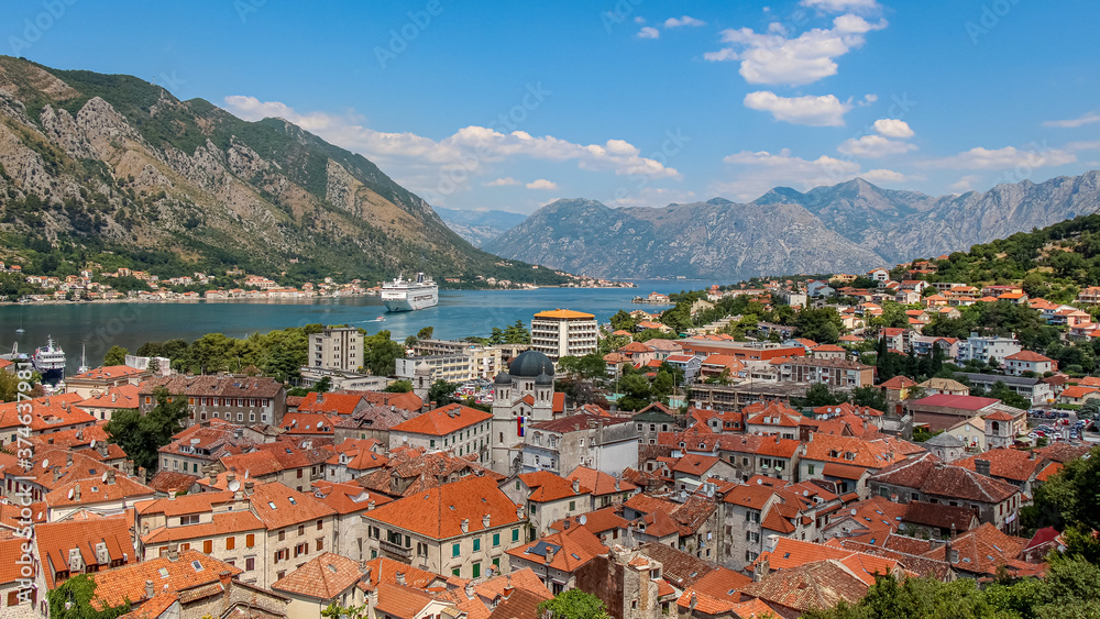 The old town of Kotor by the sea at Kotor Bay, Montenegro