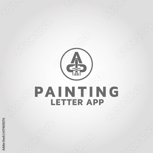 Painting and letter APP Vector logo design template idea