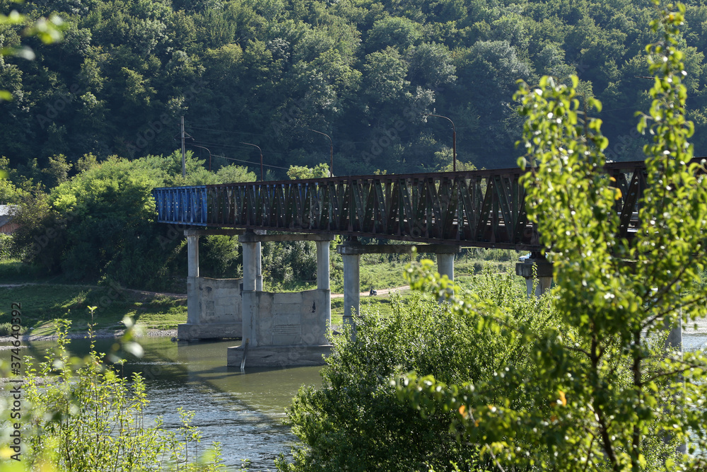 metal bridge across the river