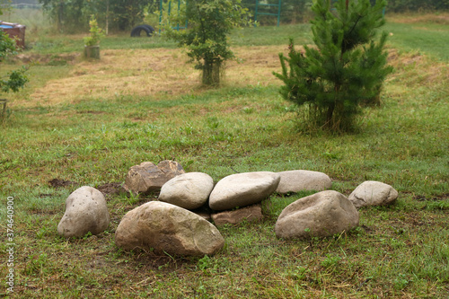 Big stones on the grass