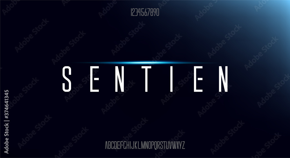 sentien, Abstract technology science alphabet uppercase font. digital space typeface vector illustration design