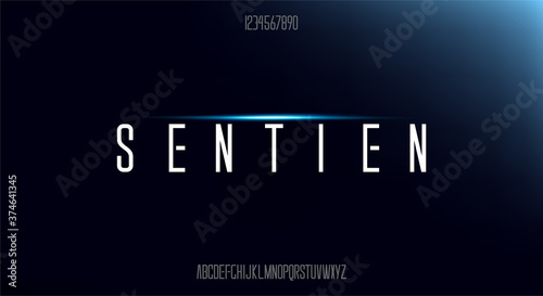 sentien, Abstract technology science alphabet uppercase font. digital space typeface vector illustration design