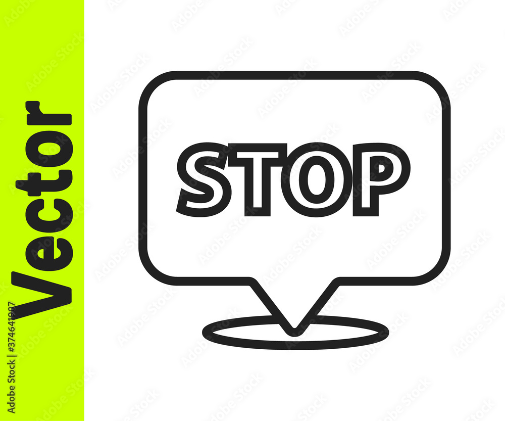 Black line Protest icon isolated on white background. Meeting, protester, picket, speech, banner, protest placard, petition, leader leaflet Vector illustration Black line Protest icon isolated on white background. Meeting, protester, picket, speech, banner, protest placard, petition, leader leaflet Vector illustration