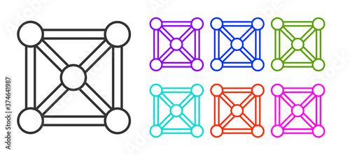 Black line Blockchain technology icon isolated on white background. Cryptocurrency data. Abstract geometric block chain network technology business. Set icons colorful. Vector.