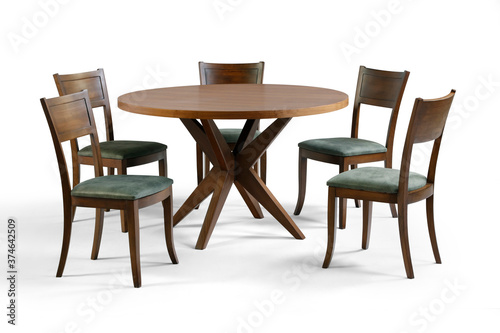 modern dining table on white background
