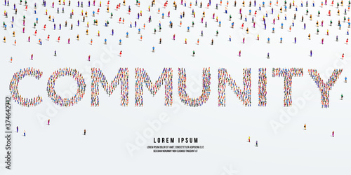 Community. Large group of people form to create Community. vector illustration.