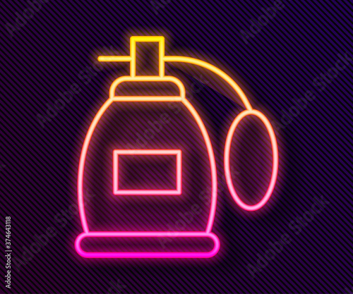 Glowing neon line Perfume icon isolated on black background. Vector. © Kostiantyn