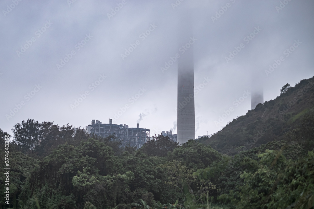 Power Plant Foggy Pollution Day 