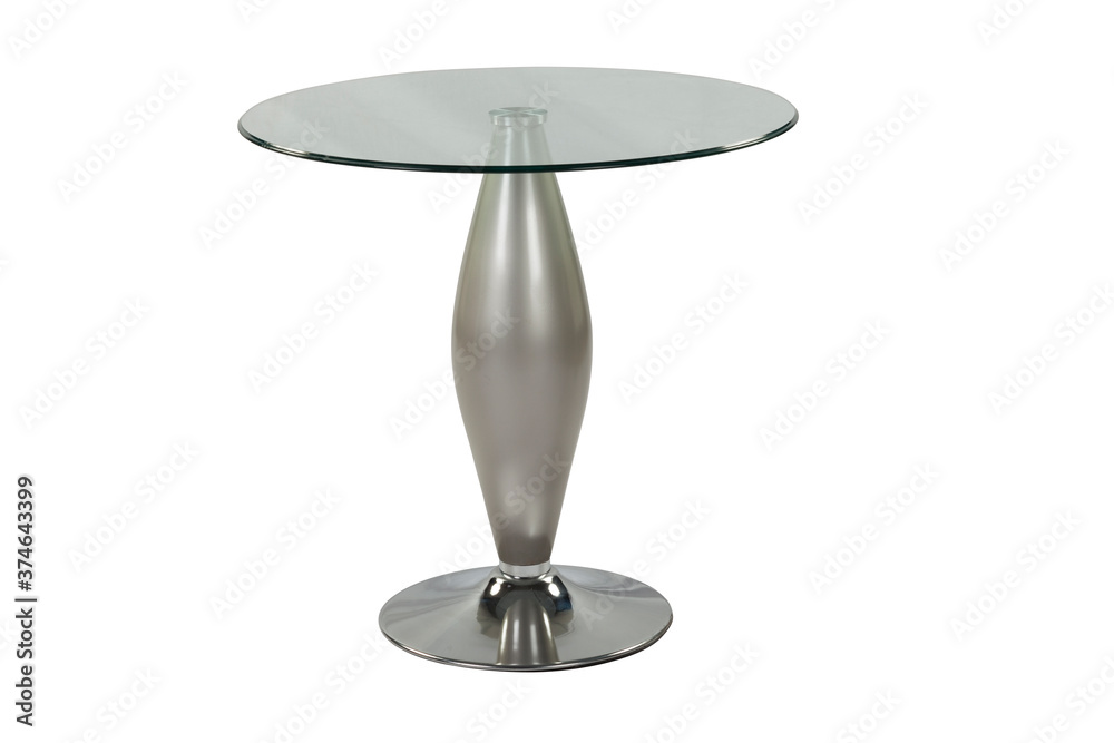 Single wooden circle dining table on white background Single wooden circle dining table on white background